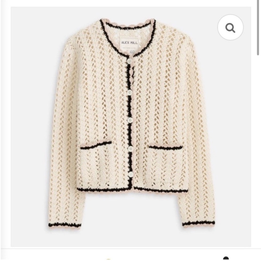Alex Mill Ella Hand-Knit Crochet Cardigan Sweater Size Small Creamv Limited Edit